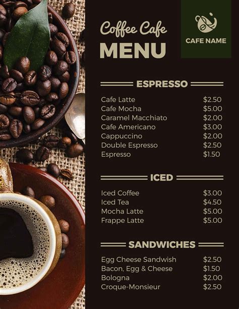 Cafe Menu .